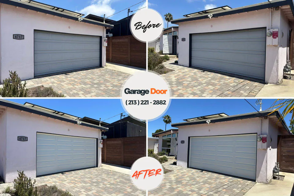 Before and after: garage door repair Hamlet, IN
